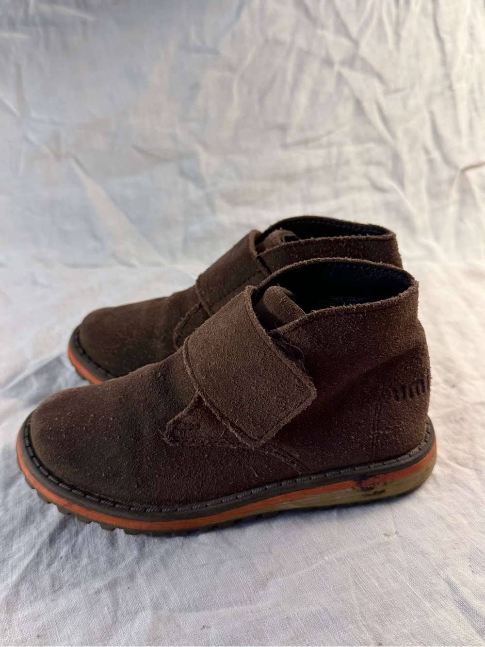 Umi Brown Suede Kids Boots with Velcro Strap